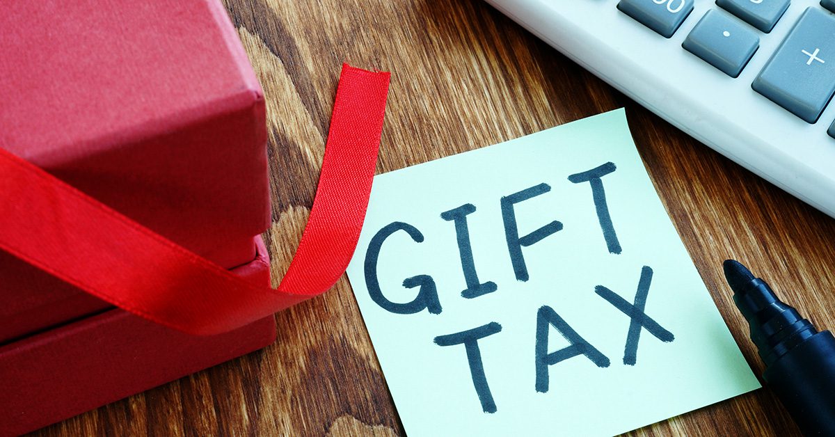 Gift tax written on piece of paper.